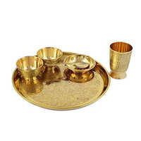 TamraPatra Pure Brass Rajwada Style Engraved Royal Dinner Set of 6