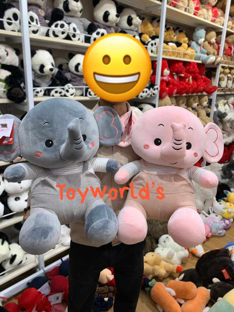 Cute And Soft Elephant - 50cm Large Size, Flexible Pink & Grey Plush Toy Made From Super Soft Polyester Fiber