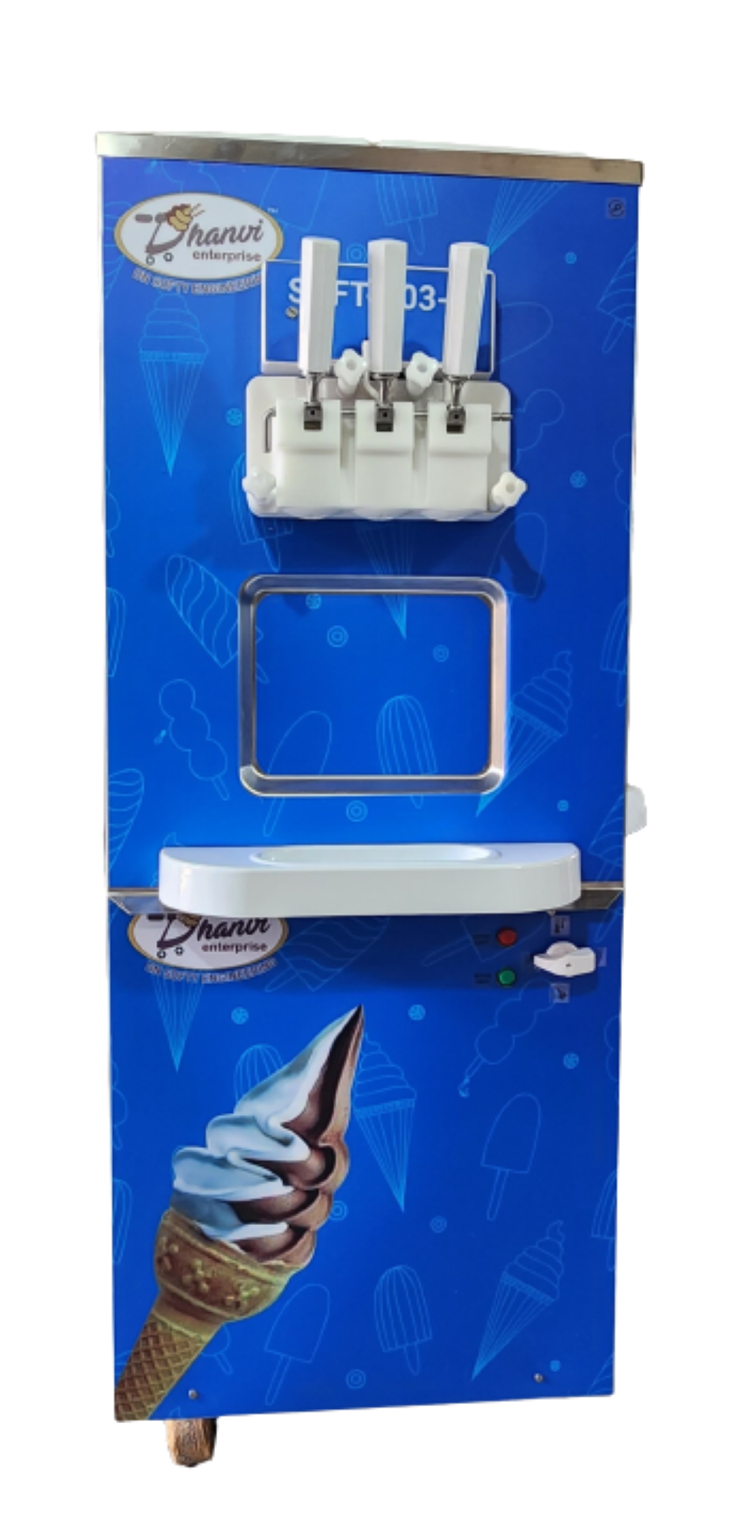 Soft Serve Ice Cream Machine Three Flavor  Floor Model Dimension (L*w*h): 670x520x1400 Millimeter (Mm)