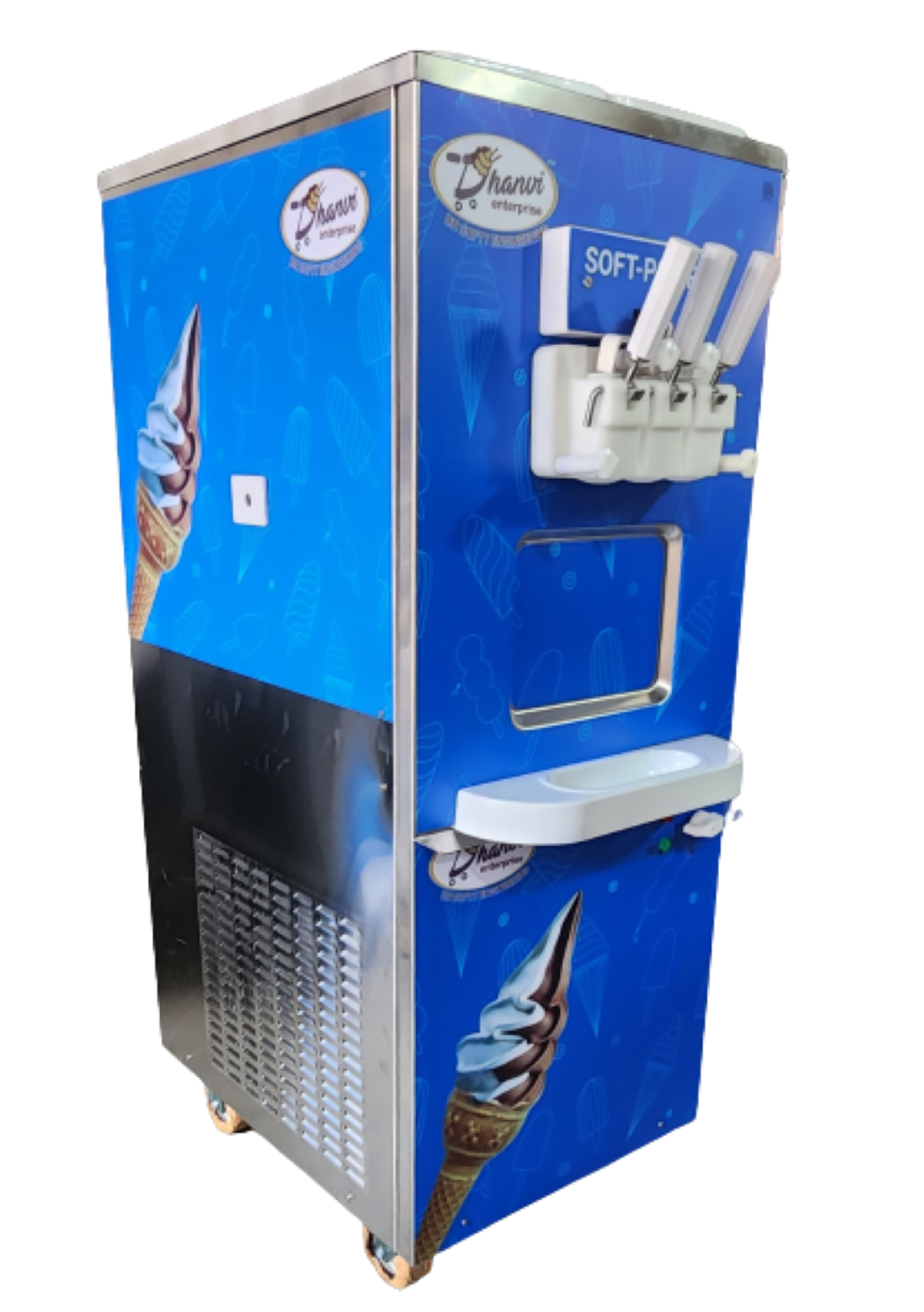 Soft Serve Ice Cream Machine Three Flavor  Floor Model Dimension (L*w*h): 670x520x1400 Millimeter (Mm)