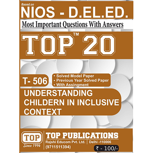 T-506 Understanding Childern In Inclusive Context Audience: Adult