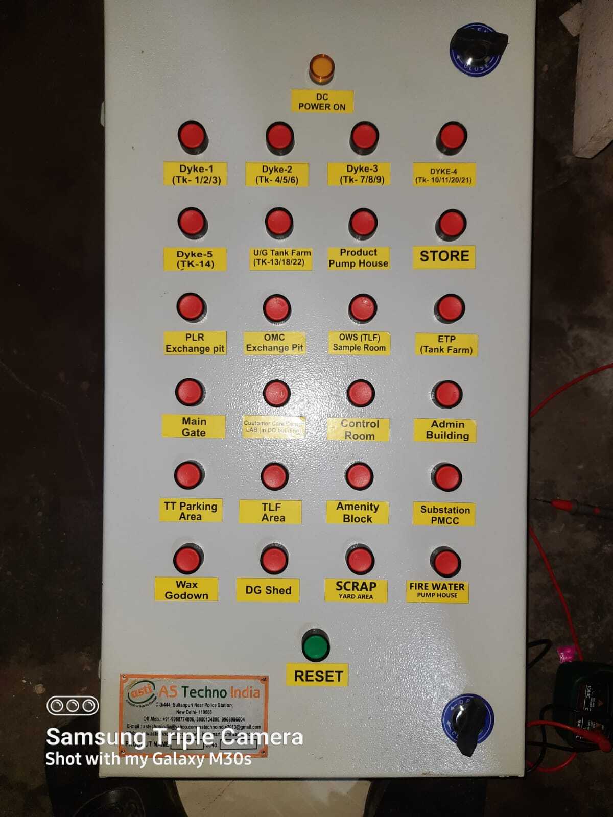 Fire Clock Display And Control Panel Alarm Light Color: Red