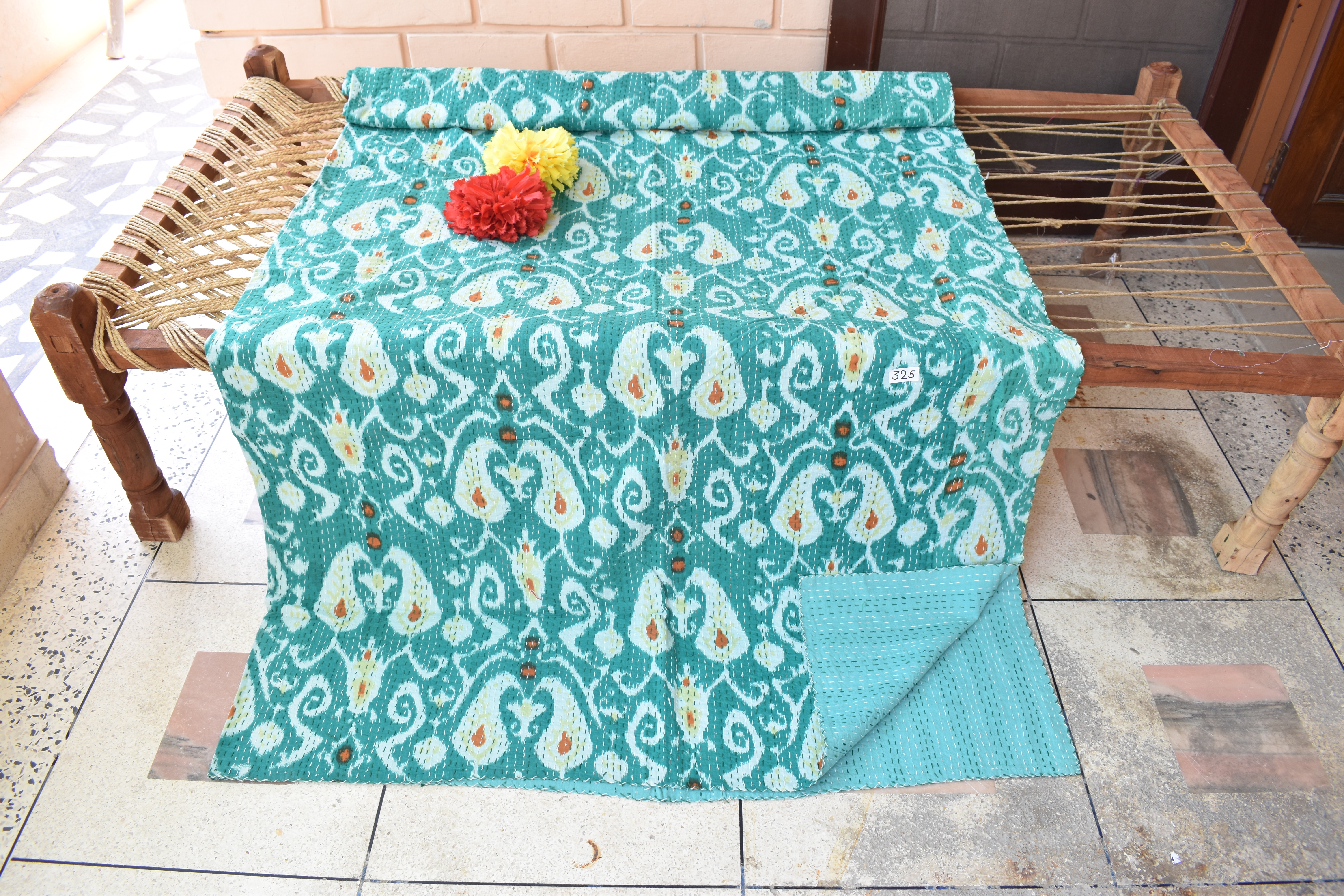 Kantha Quilt - 100% Cotton, King Size 108x90 Inches | Handmade, Vintage Printed Bed Cover, Home Bedding Decor, Comforter, Gudari, Throw