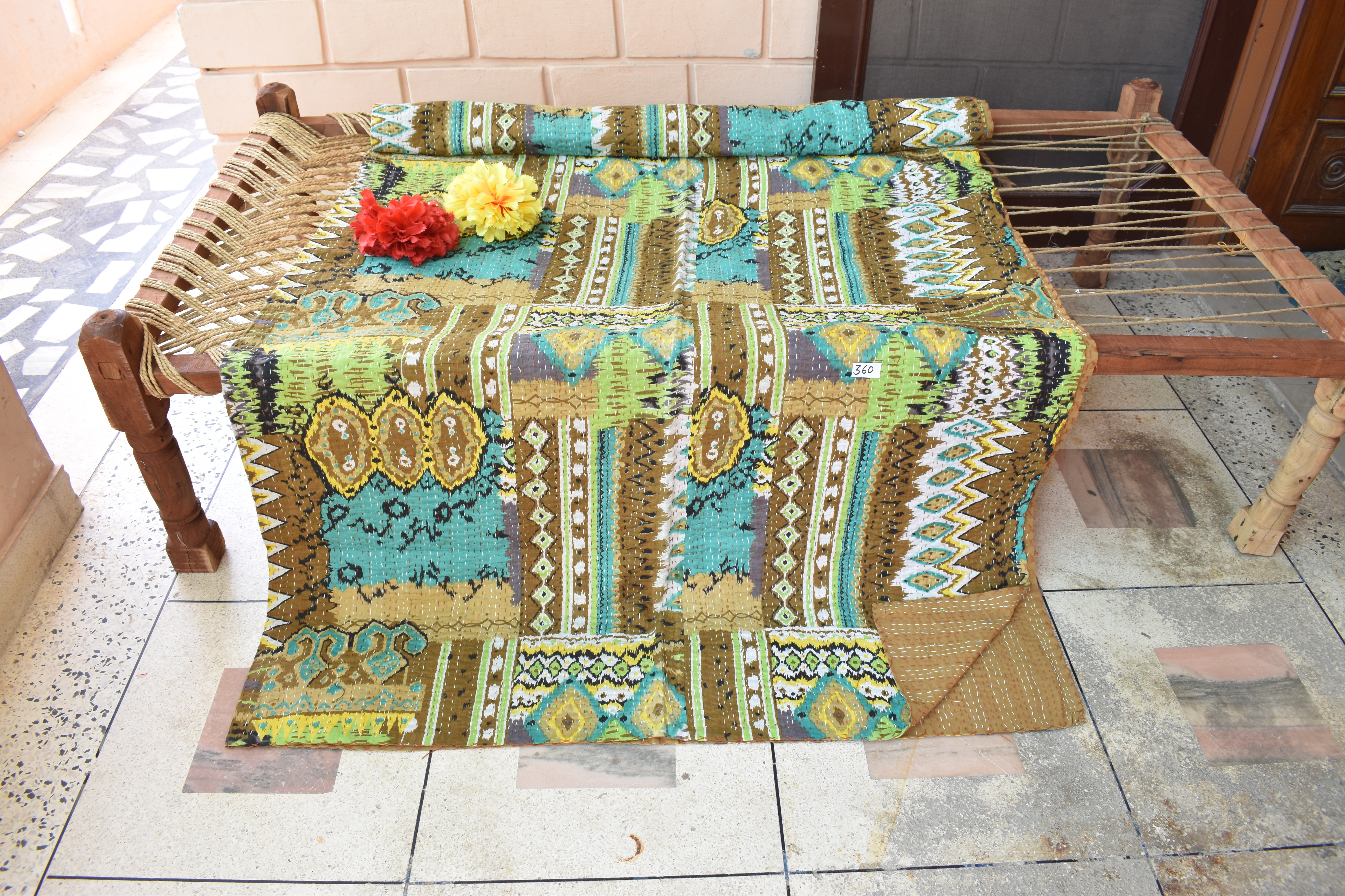 100% Cotton Mutli Ikat Kantha Quilt