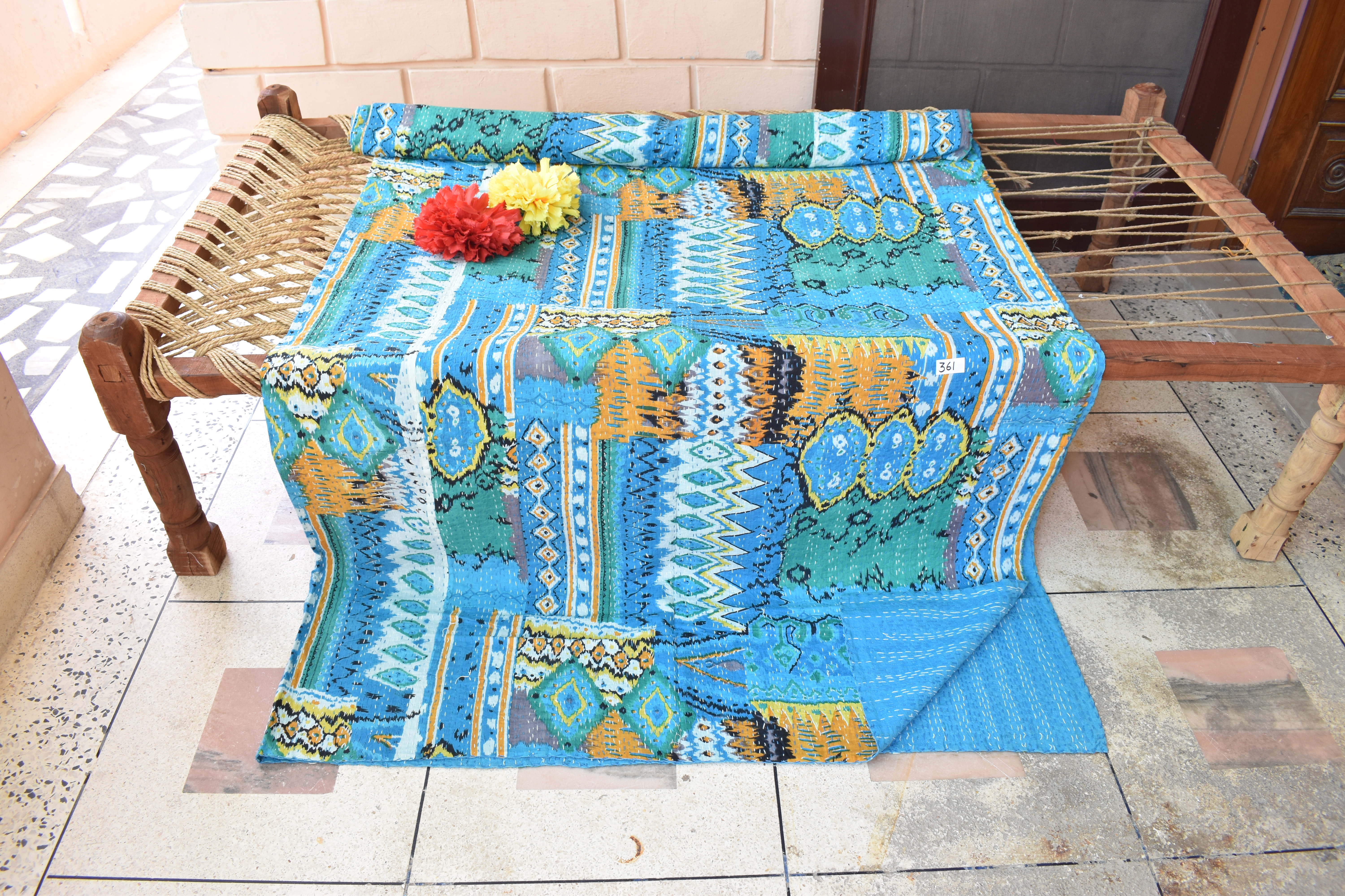 100% Cotton Mutli Ikat Kantha Quilt