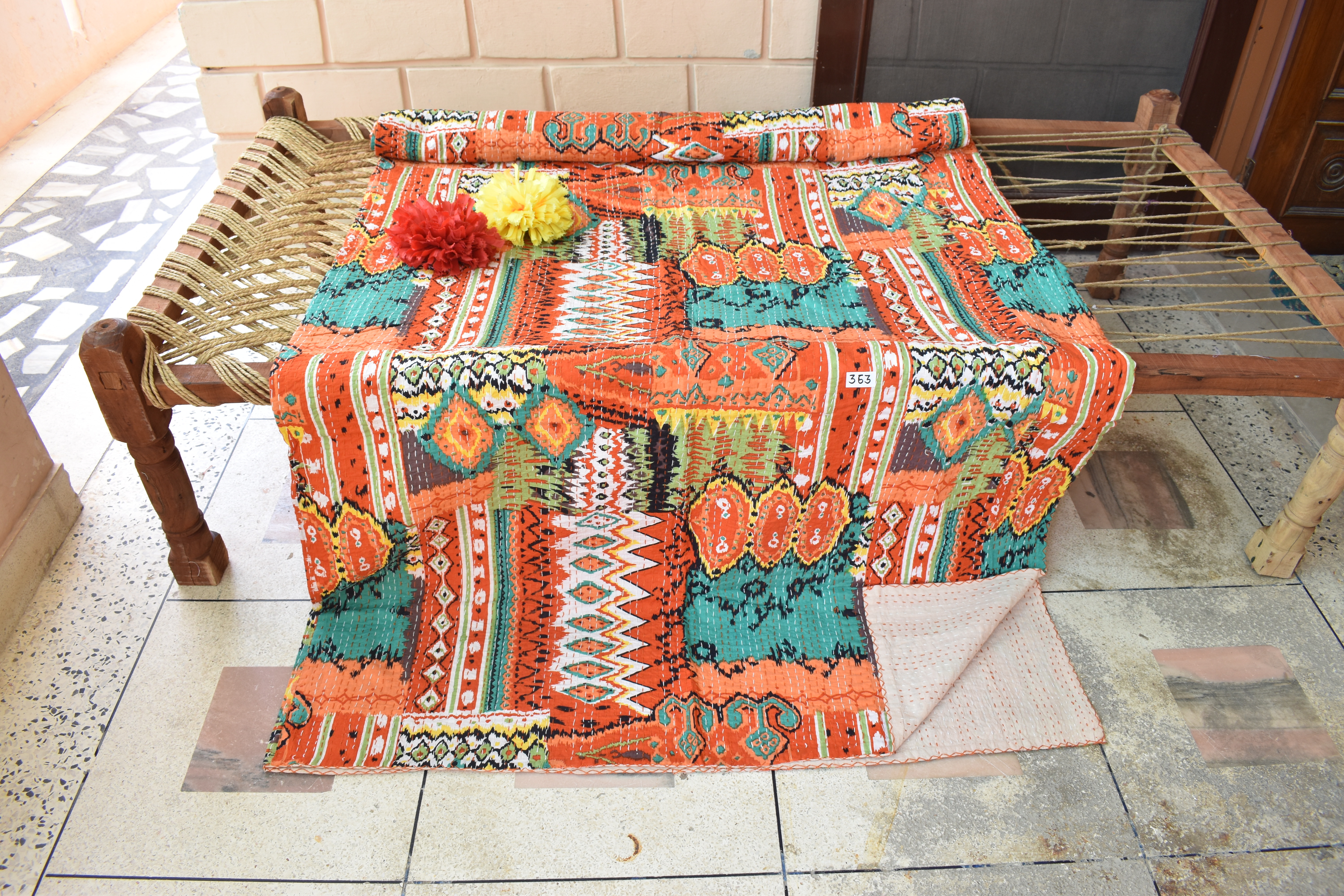100% Cotton Mutli Ikat Kantha Quilt