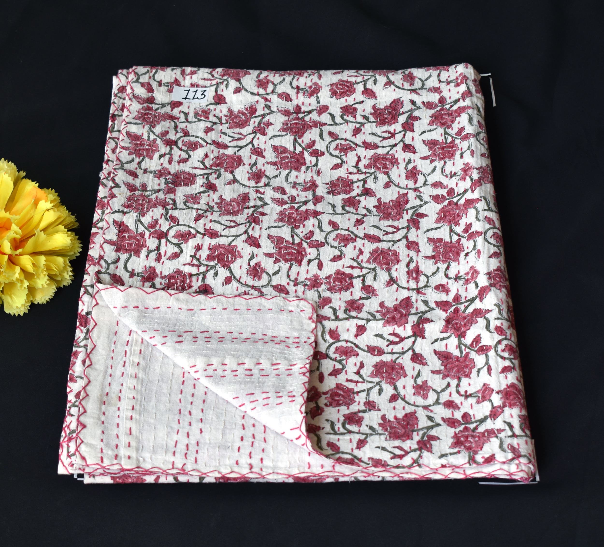 100% Cotton Kantha Quilt Hand Block Bed Cover