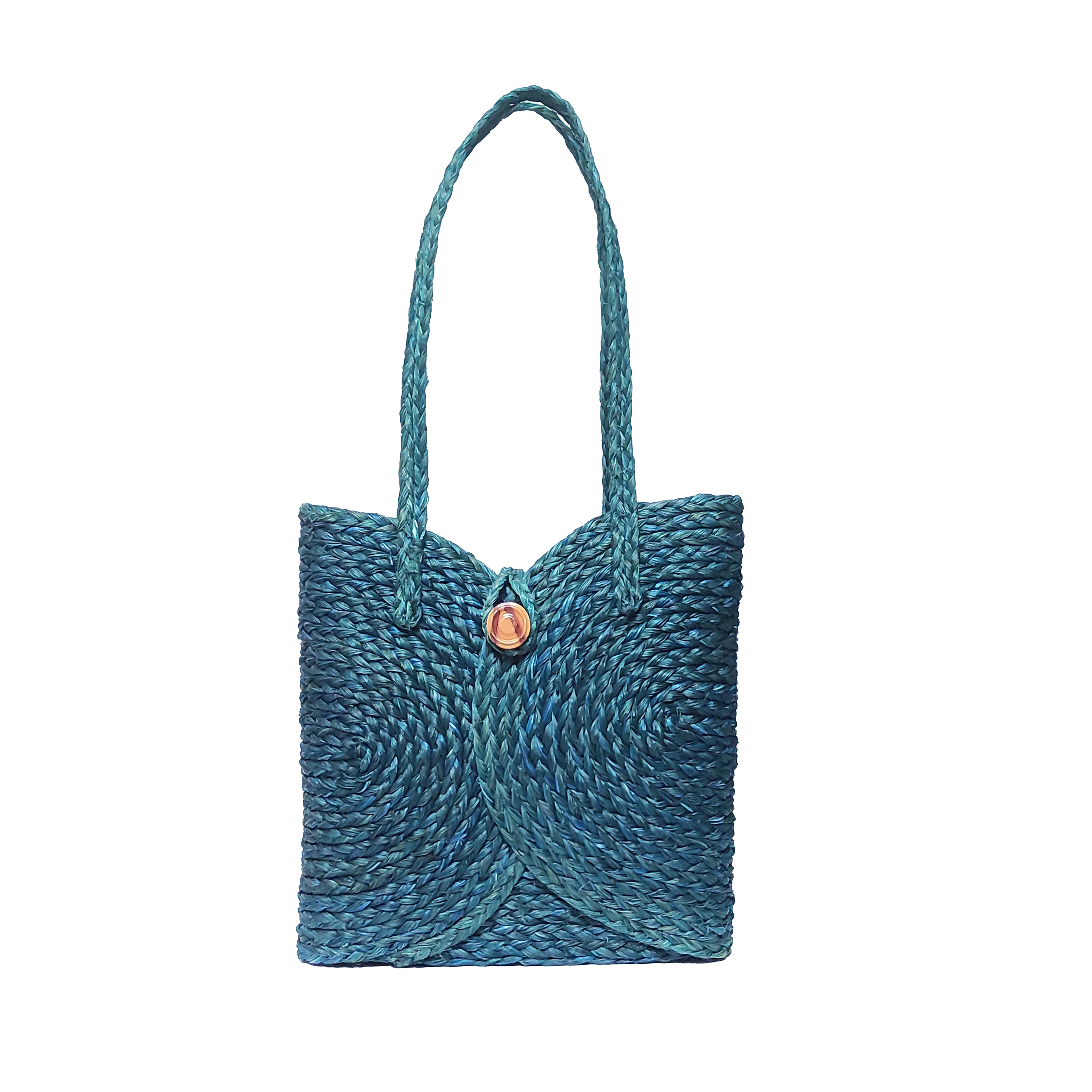 Wicker Handwoven Shopping Bag - 12x12x1.5 Inches | Eco-friendly, Durable Design, Handmade, Natural Grass Color