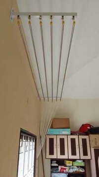 Silver Ceiling Mounted Pulley Type Cloth Drying Hangers In Kappur