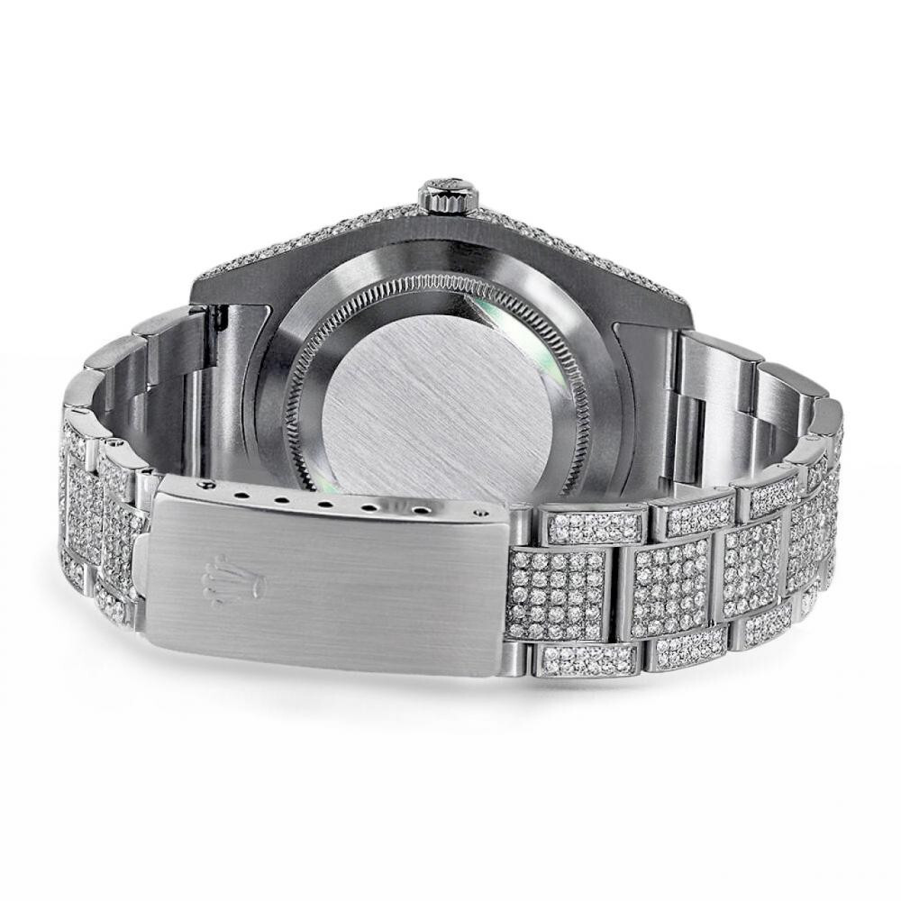 Natural Diamond Ladies Watch - 26 Mm Stainless Steel Black Dial 13 Ct Natural Diamonds Vs1/2 Clarity Round Brilliant Cut