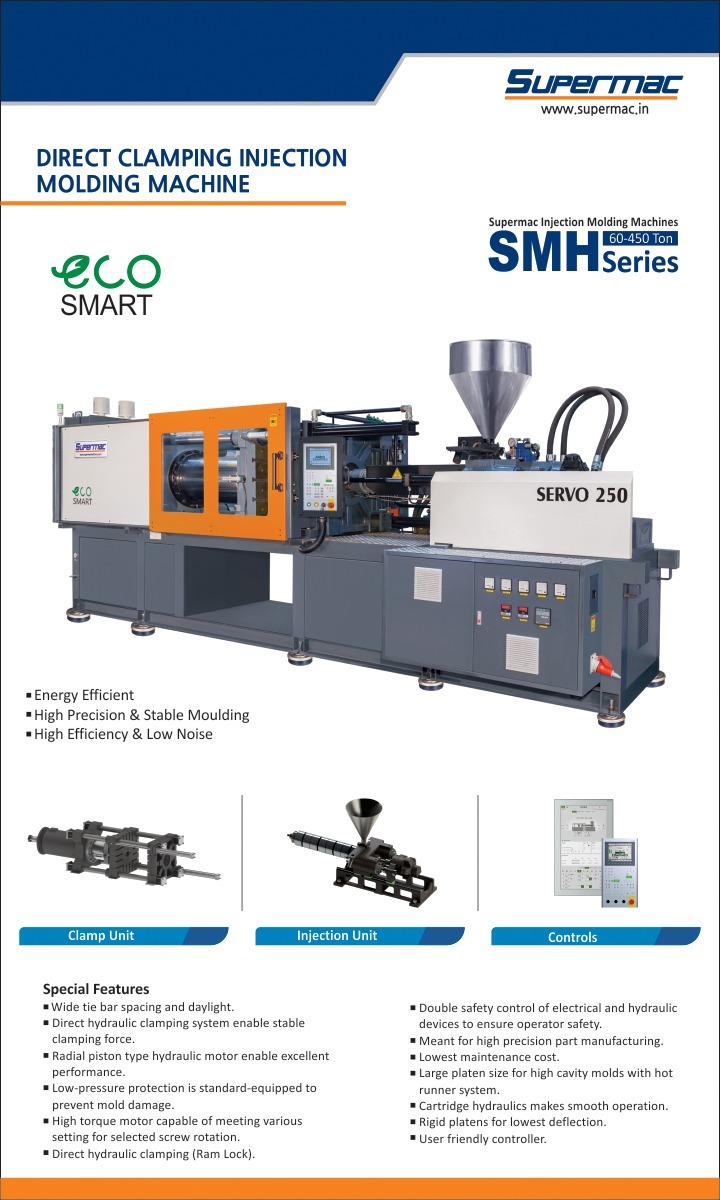 Smh 250 Servo Eco Smart Series Moulding Machine - Clamping Force: 2451.66 Kilonewton (Kn)