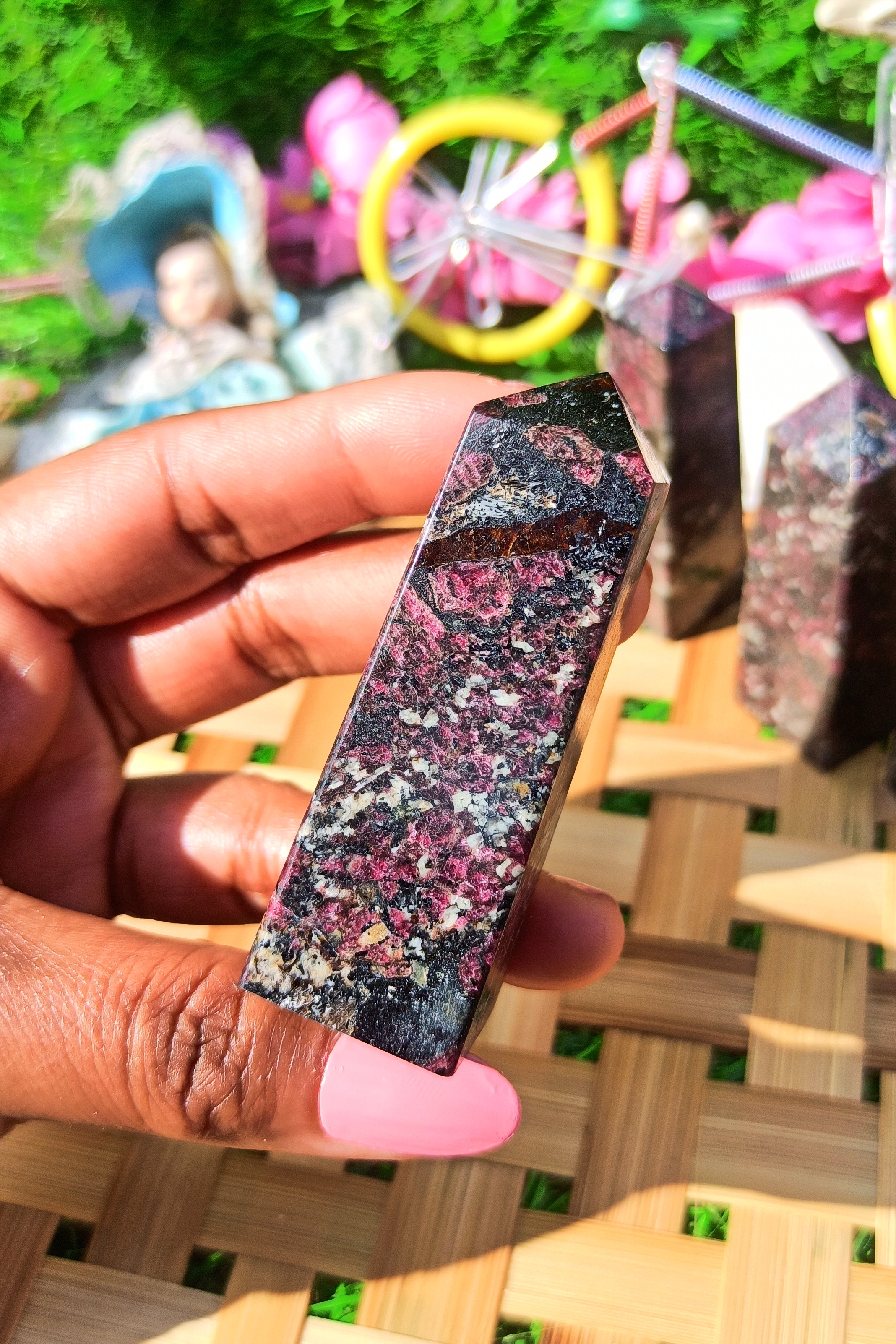 Eudialyte Tower Obelisk - 3 To 3.5 Inch, Purple Gemstone | Handmade, Polished, Durable, Easy To Clean, Feng Shui Inspired, Healing And Meditation Decor