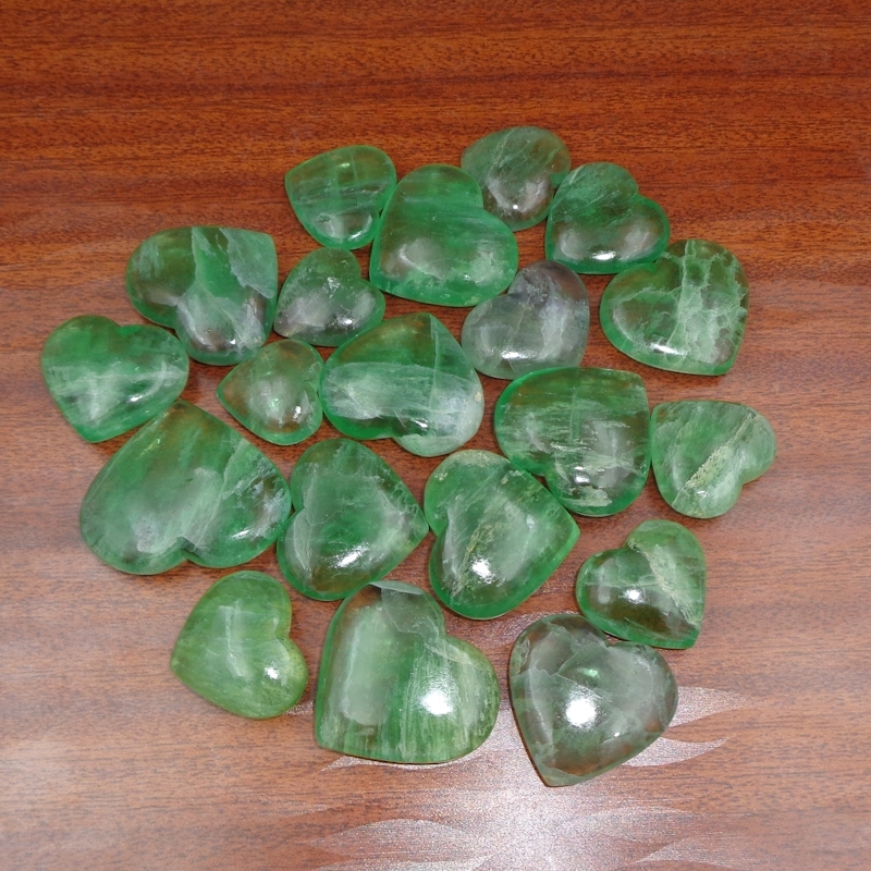 Polishing Green Fluorite Hearts Home Decoration