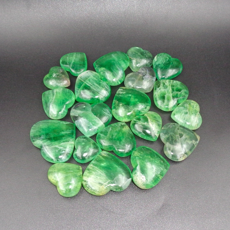 Polishing Green Fluorite Hearts Home Decoration