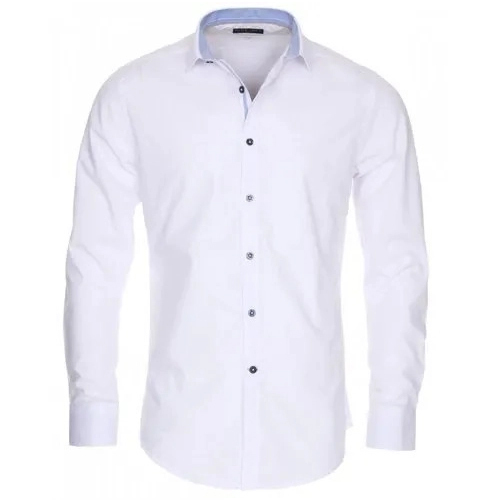 Washable Men Plain White Cotton Shirt