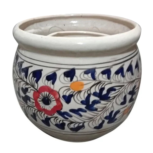 Printed Ceramic Flower Pot - Multicolor, 12x12 inches | Painted Finish, Elegant Design, Ideal for Home and Garden Decoration