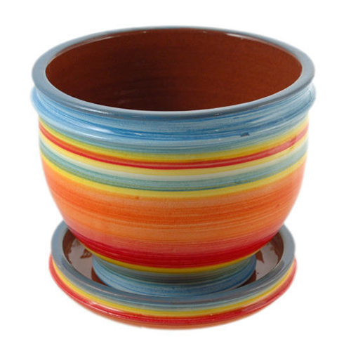 Ceramic Flower Pot For Home - Ceramic Material, Multicolor Finish | Indoor & Outdoor Use, Polished Design with Drainage Hole, Sleek Look