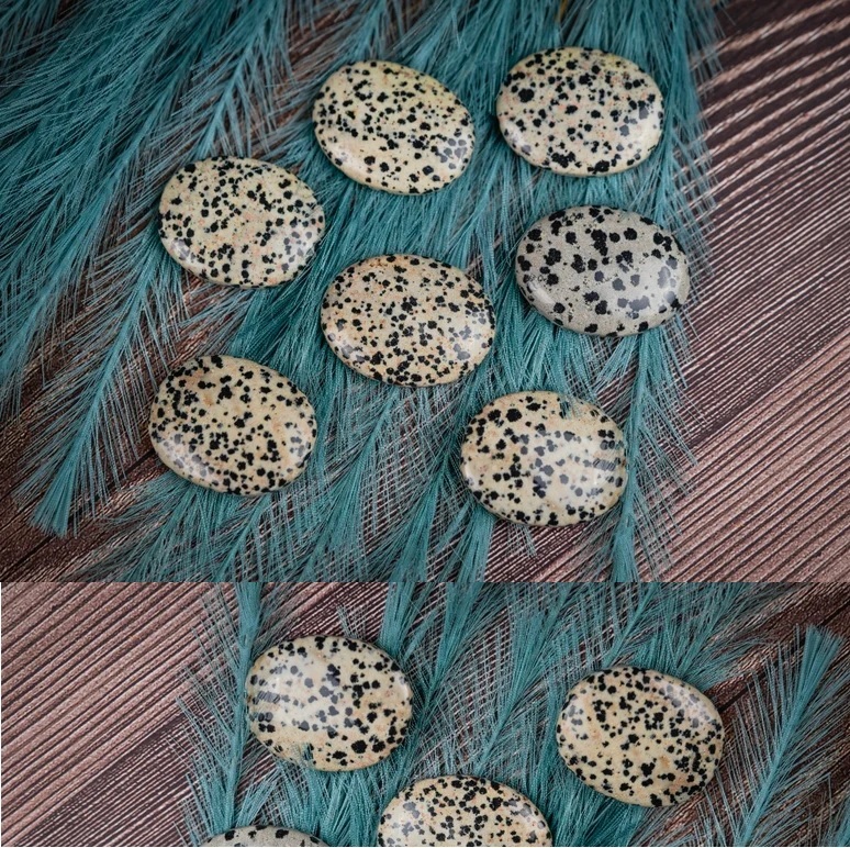 Dalmatian Jasper Worry Stone - 30 To 35 Mm, Handmade Polished Gemstone For Healing Meditation And Home Decor, Multi-color With Feng Shui Style