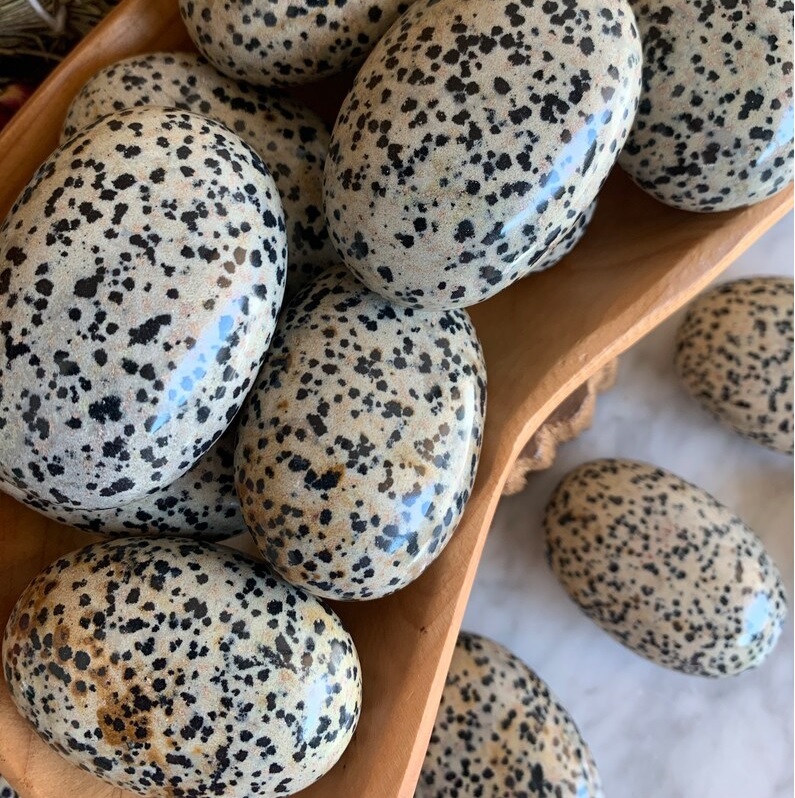 Dalmatian Jasper Worry Stone - 30 To 35 Mm, Handmade Polished Gemstone For Healing Meditation And Home Decor, Multi-color With Feng Shui Style