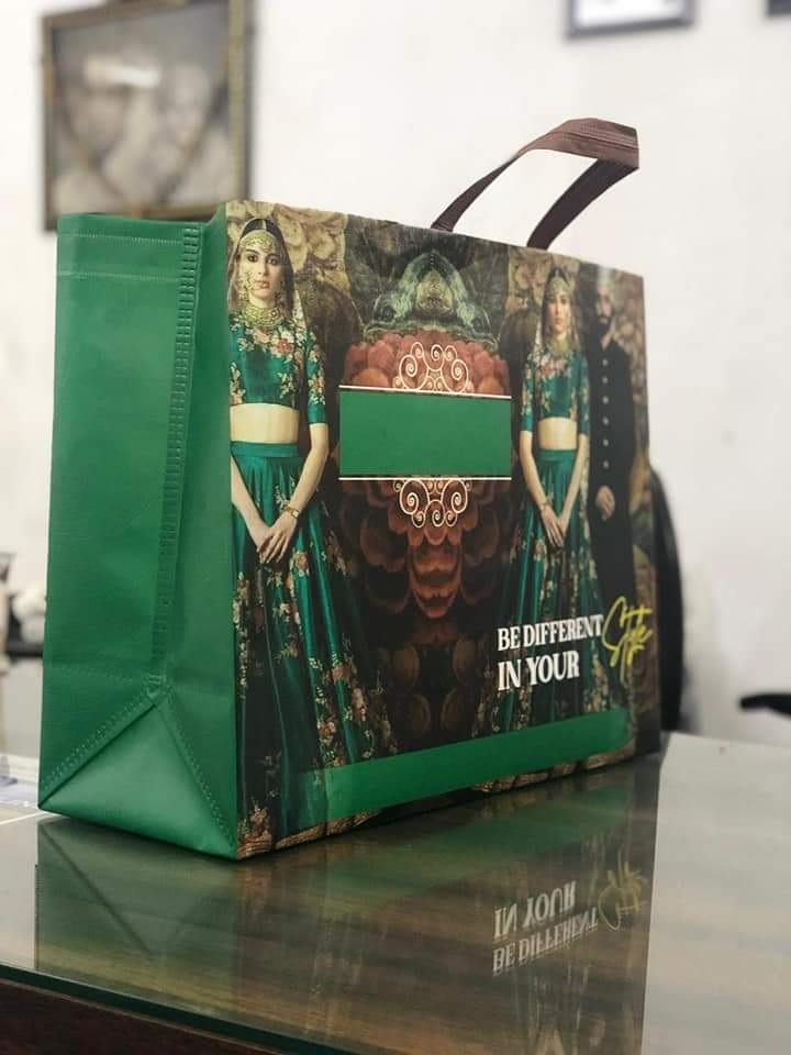 Roto Printed Non Woven Bag - Customized Size, With Handle For Apparel, Roto Printed Design, Durable Shopping Bag For Everyday Use