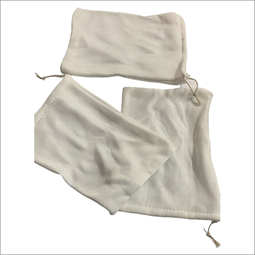 Polar Cloth Bag - Polar Fleece Fabric, Insulating White Color, Double Cotton String