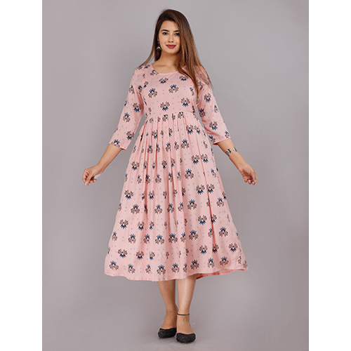 Ladies Maternity Pink Kurti - Cotton Material, Available in Various Sizes , Lightweight & Breathable Design for Everyday Comfort
