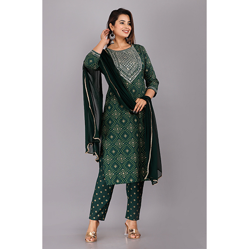 Ladies Designer Suit - Cotton Fabric, Customized Fit, Various Color Options | Washable, Unique Printed Pattern For Everyday Elegance