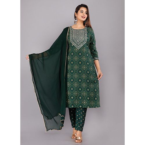 Ladies Designer Suit - Cotton Fabric, Customized Fit, Various Color Options | Washable, Unique Printed Pattern For Everyday Elegance