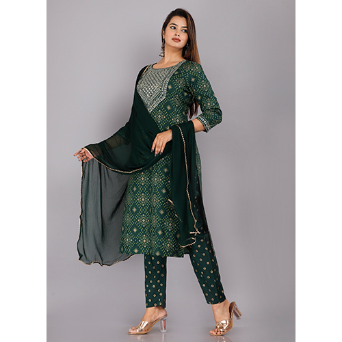 Ladies Designer Suit - Cotton Fabric, Customized Fit, Various Color Options | Washable, Unique Printed Pattern For Everyday Elegance