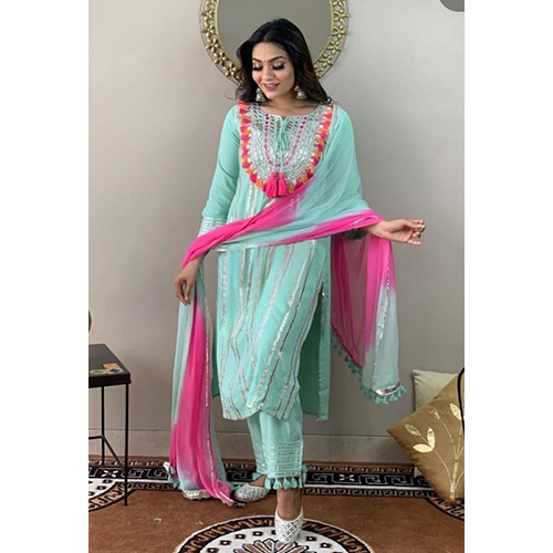 Different Available Women Fit And Flare Kurti And Dupatta Set