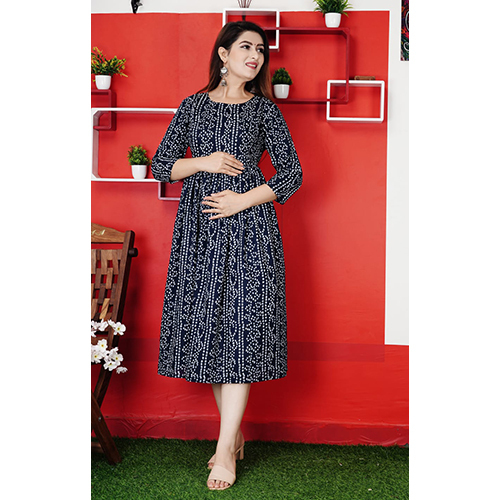 Ladies Printed Maternity Kurti - 100% Cotton Customized Size Multiple Colors & Prints | Comfortable Adjustable Ties Machine Washable