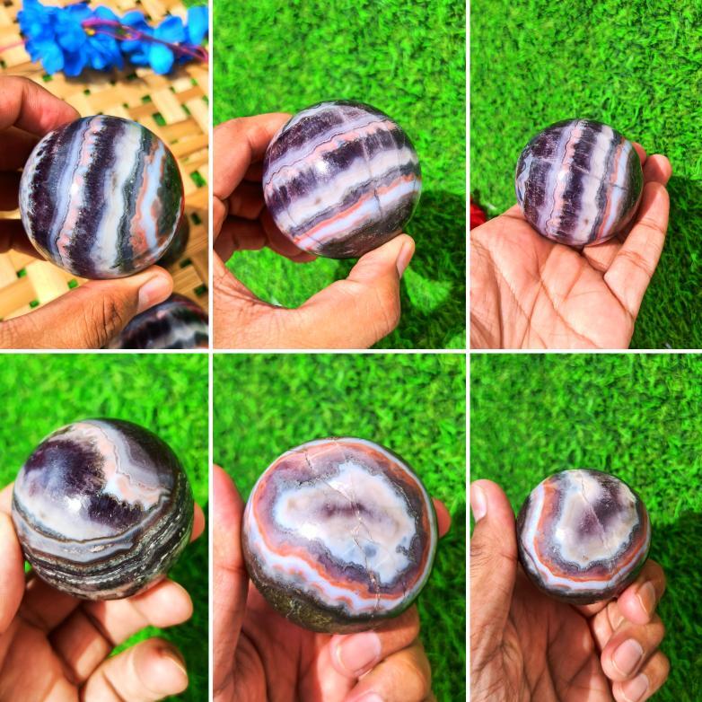 Amethyst Lace Agate Sphere Grade: Top