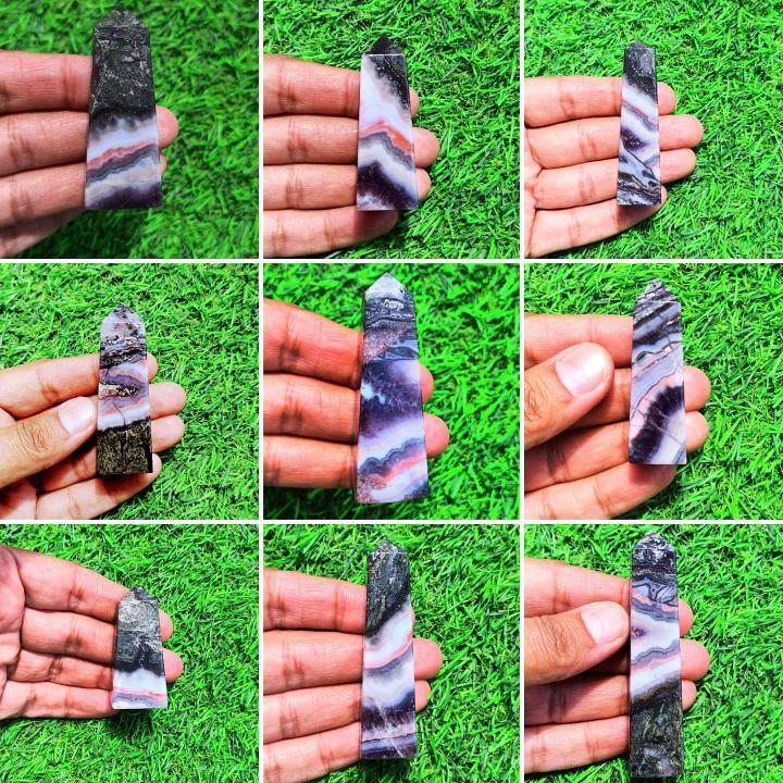 Amethyst Lace Agate Tower Obelisk Grade: Top