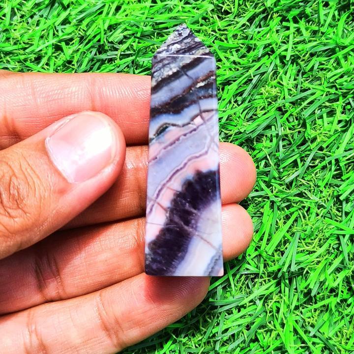 Amethyst Lace Agate Tower Obelisk Grade: Top