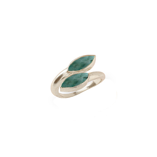 Dyed Emerald Gemstone Marquise Shape Gold Vermeil Bezel Set Ring Size: 6x8mm