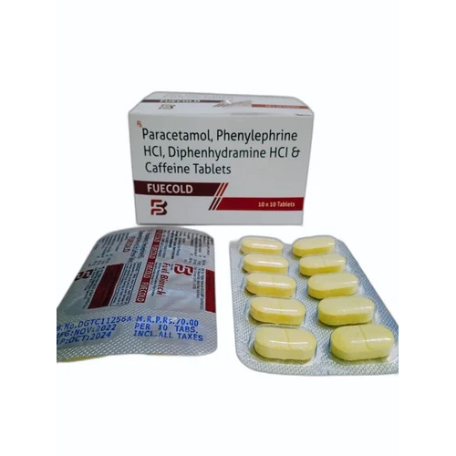 पेरासिटामोल फेनिलफ्राइन एचसीएल डिफेनहाइड्रामाइन एचसीएल और कैफीन की गोलियां ठंडी और सूखी जगह पर रखें