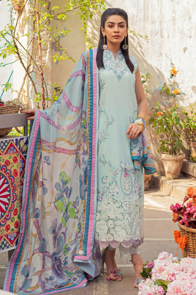 Blue Mushq Hemline Ladies Designer Suit