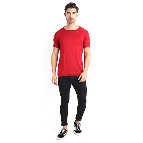 Bamboo Fabric Mens Maroon T-Shirt - Bamboo-Cotton Blend, Short Sleeves, Available in Sizes S to XXL, Lightweight & Breathable for All Seasons