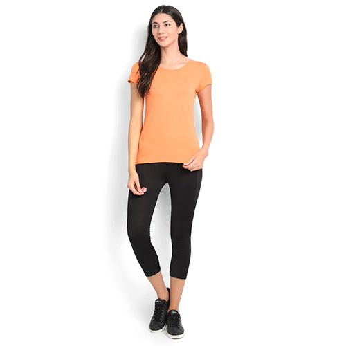 Papaya Color Bamboo Fabric Half Sleeves T Shirt - Bamboo Fabric, Women's Fit, Available in Multiple Colors | Relaxed Style, Comfortable Wear