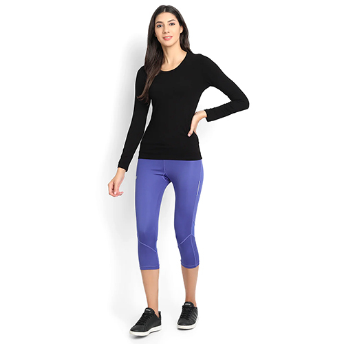 Cotton Blend Full Sleeves T-Shirt - Black Color | Available in Various Shades for Women