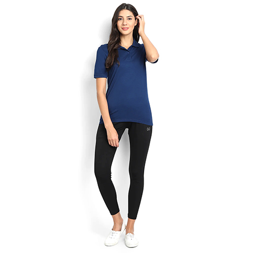 Navy Blue Bamboo Fabric Womens Polo T Shirt - Bamboo Fabric, Available in Various Colors | Designed for Comfort, Suitable for Women