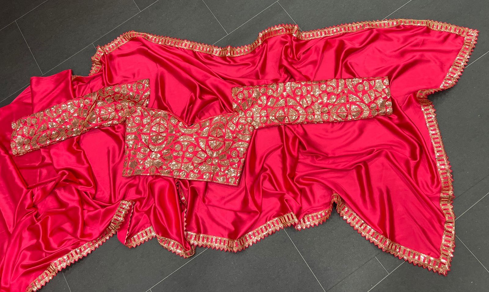 Same Colour Beautiful Designer Japan Satin Silk Saree