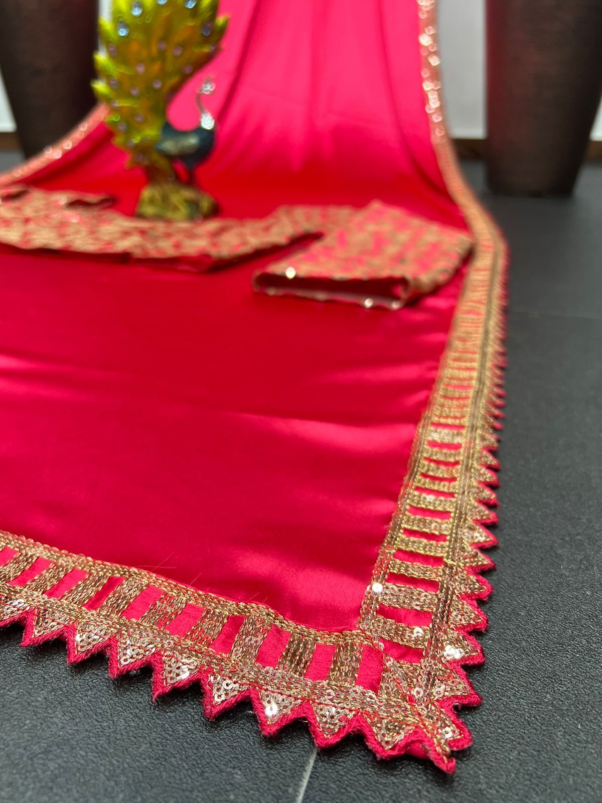 Same Colour Beautiful Designer Japan Satin Silk Saree