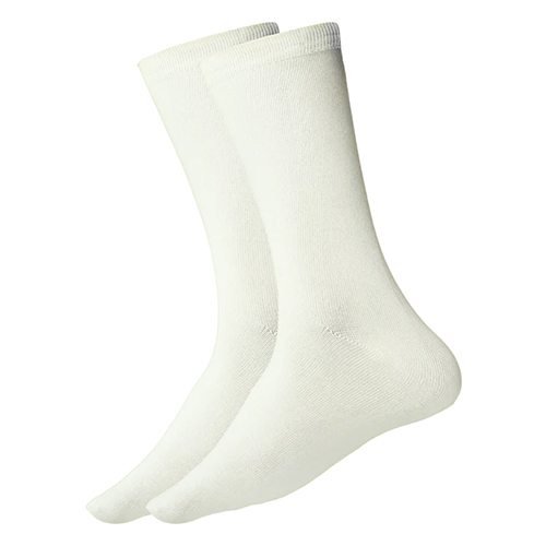 White Color Socks - Cotton Blend Material, Plain Pattern , Classic All-season Comfort With Enhanced Breathability And Durability