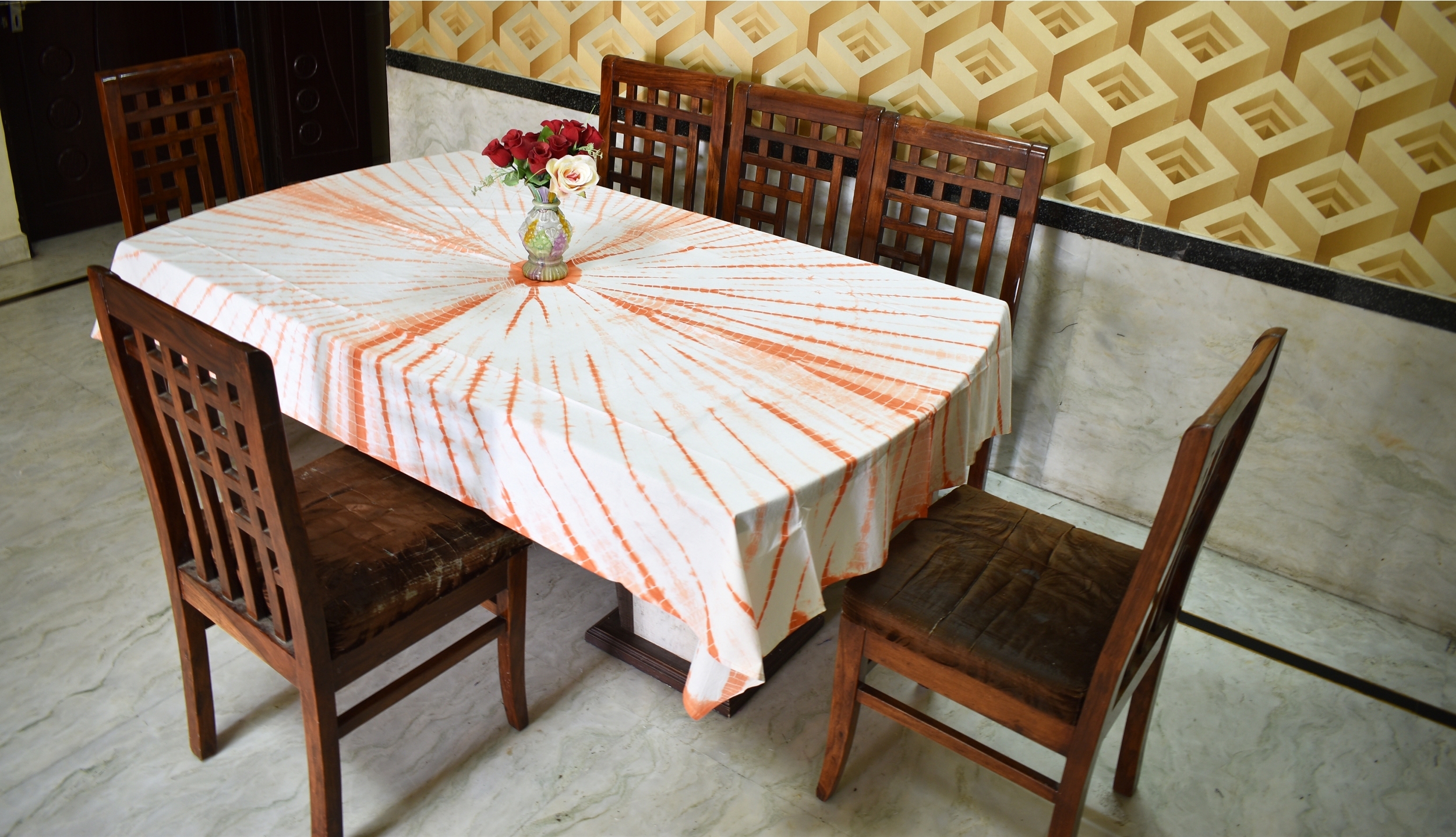 Handcrafted Tie Dye Tablecloth - 100% Cotton, 60x60 Inches | Vibrant Color, Unique Artisan Design, Multi-use For Home And Hotels