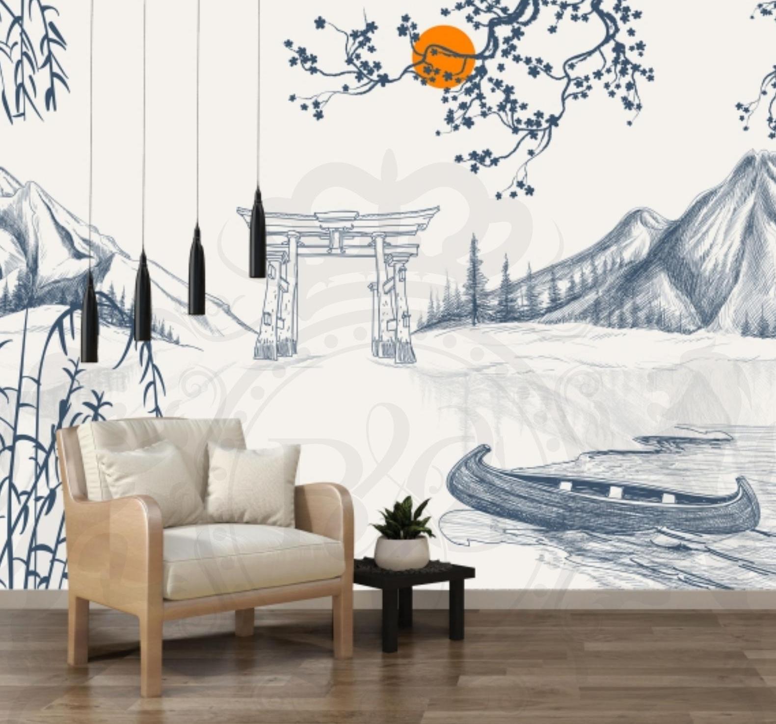 Modern Art Customised Wallpaper - Digital Printed, Customised Size | Available In 9 Paper Qualities, Suitable For Residential & Commercial Use