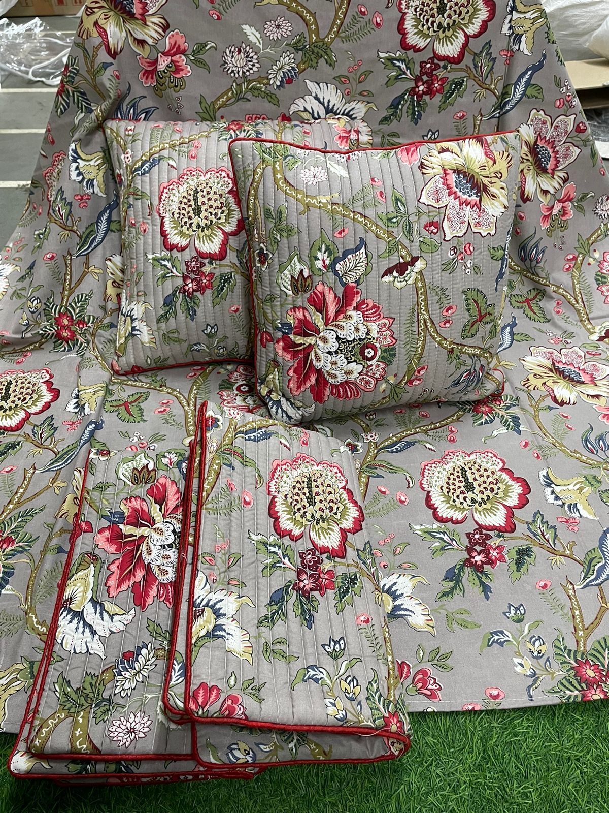 Anokhi Bed Cover - Cotton Quilted Material, Includes 2 Quilted Pillow Covers, Soft Finish For Comfortable Sleep