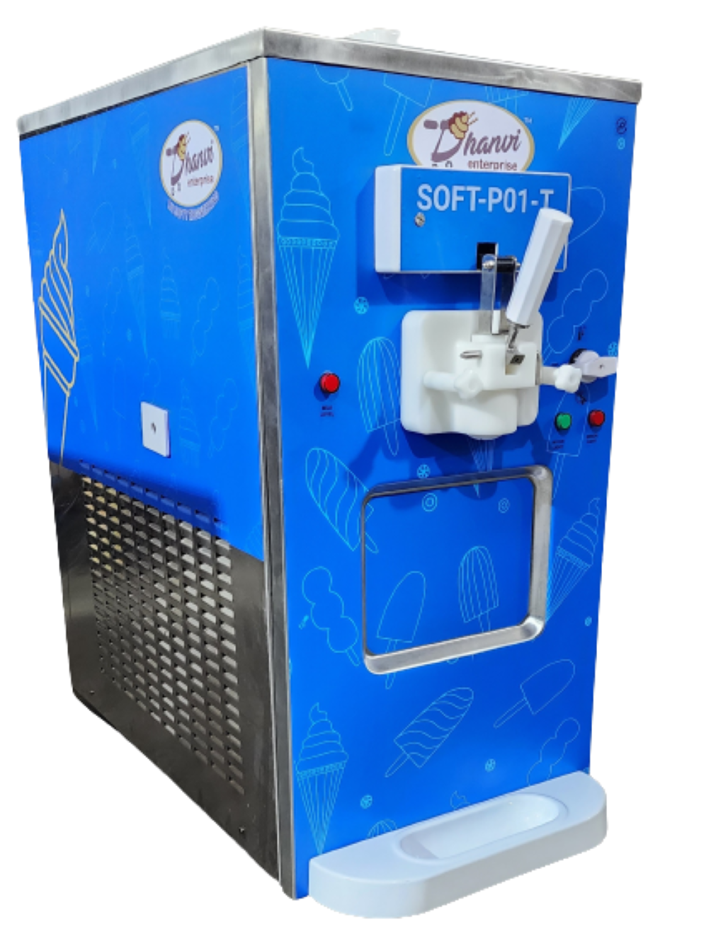 Blue 08 Ltr Single Knob Counter Top Soft Serve Ice Cream Making Machine