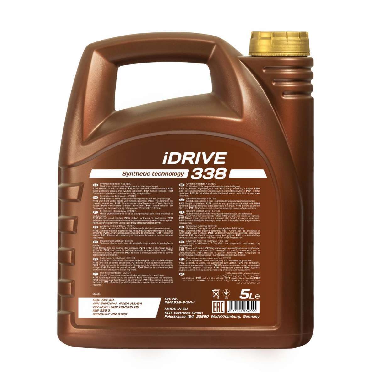 Pemco Idrive 338 5w-40 Api Sl/cf-4 - Synthetic Engine Oil Brown Gold Color | High Anti-wear Properties Cold Weather Performance Sludge Prevention