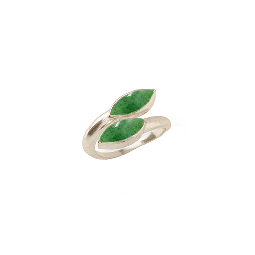 Green Strawberry Quartz Gemstone Marquise Shape Gold Vermeil Bezel Set Ring Size: 6x8mm
